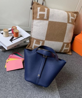 에르메스 피코탄18 사파이어블루 금장 끌레망스 가죽